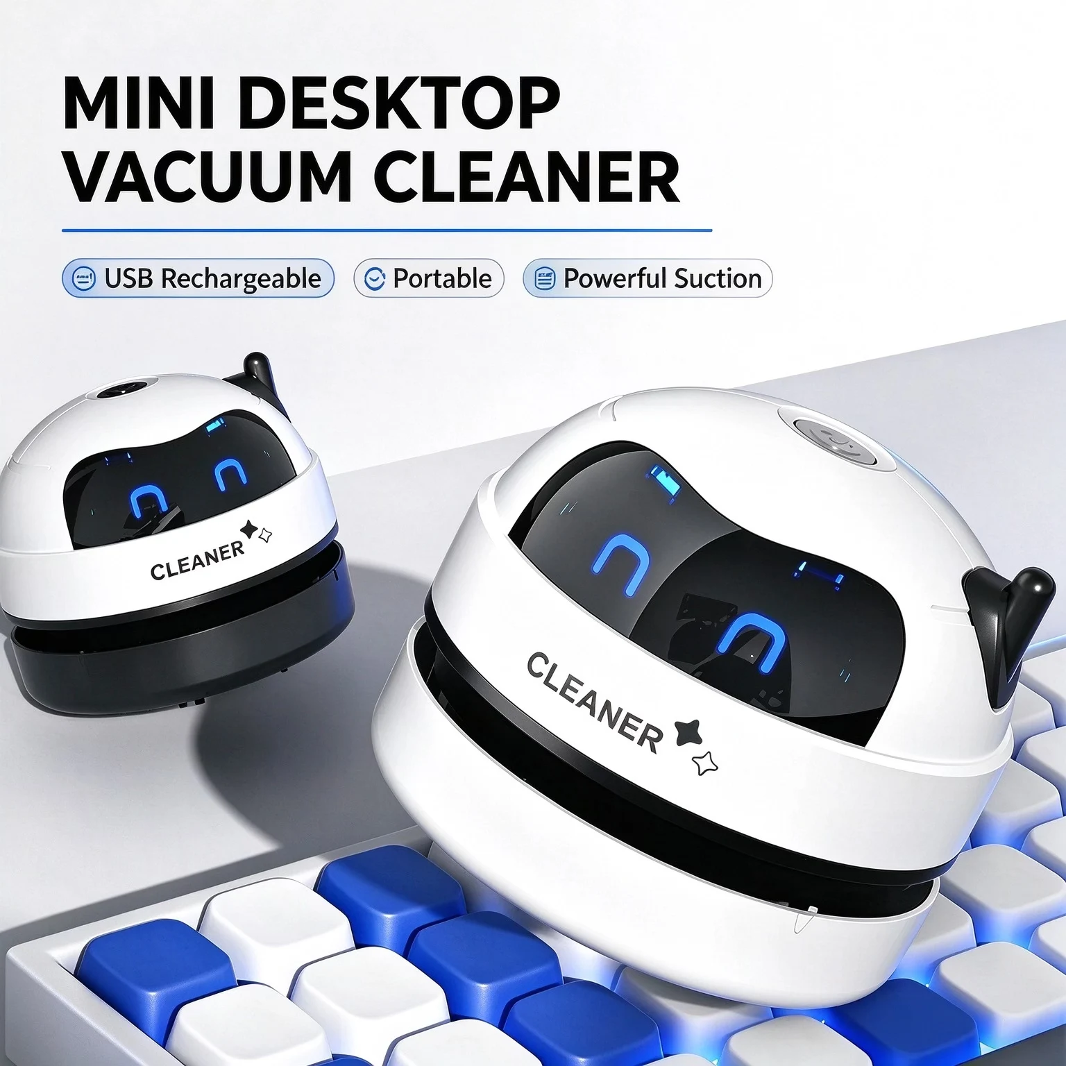 Mini Desktop Vacuum Cleaner For Eraser Dust - Portable Mini Desktop Vacuum Cleaner 360°